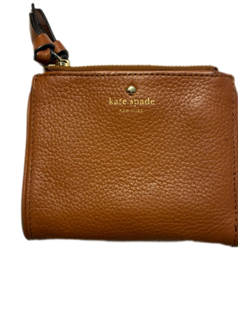Kate Spade New York EUC Leila Slim Bifold Tan Leather Wallet